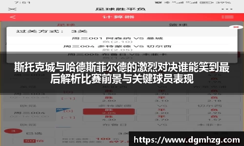 斯托克城与哈德斯菲尔德的激烈对决谁能笑到最后解析比赛前景与关键球员表现